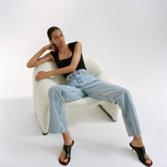 NEW & NEVER WORN Zara Black Bodysuit with Shoulder Pads - Picture 1 of 2